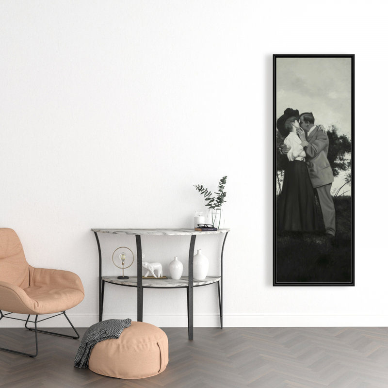 «Vintage Couple Kissing», reproduction sur toile, H 48 po x l 16 po