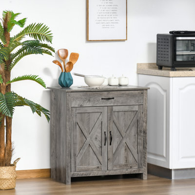 Cloquet 31.5" Farmhouse Barn Door Sideboard Buffet Storage Cabinet Coffee Bar