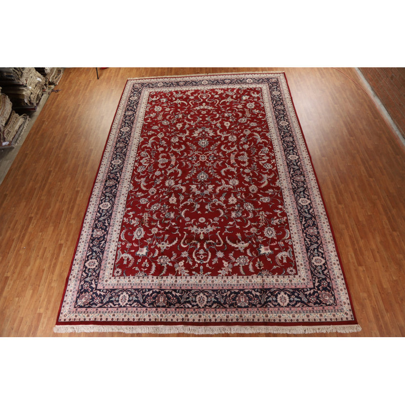 Tapis indien à motif floral All-Over Agra fabriqué à la main 12 x 18