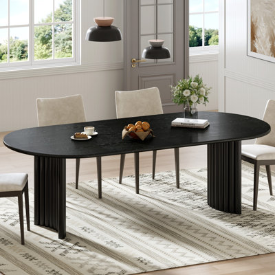 30"H×33.5"W Oval Wood Dining Table Double Pedestal Kitchen Table