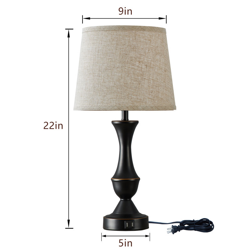 Ensemble de lampes de table traditionnelles Claresa, Noir, Beige