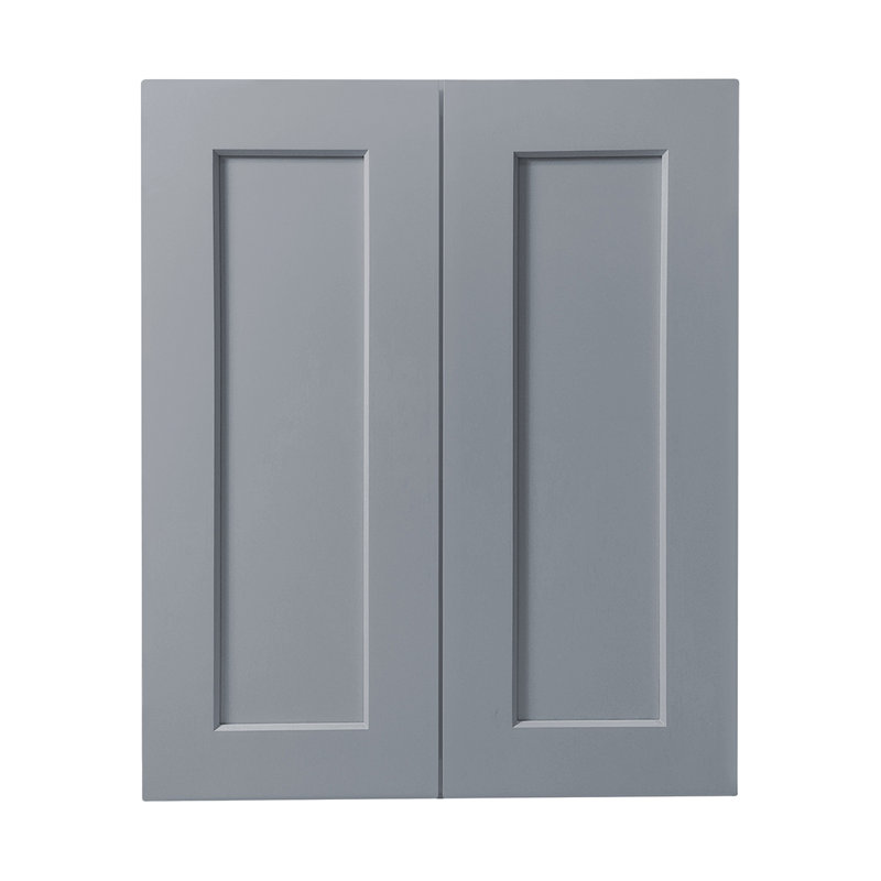 Armoire murale en bois massif gris foncé à 2 portes et 2 tablettes pour le rangement de la cuisine, de la salle de bain, de la buanderie et des tablettes réglables prêtes à assembler (l 27 po x P 12 po x H 30 po)