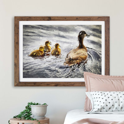 Ducklings with Mother Duck - Framed Print