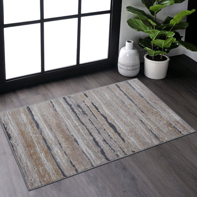 Tapis tissé et rayé bleu 2 x 3, sans perte de poils, idéal pour le salon, la chambre à coucher, le tapis de salle à manger, rayé, teint, bureau à domicile, chambre à coucher