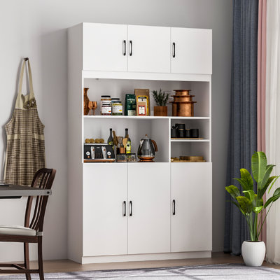 White Dining Hutch With Open Shelves