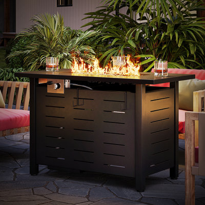 Dorace Rectangle Steel Propane Smokeless Fire Pit Table with Hidden Fuel Tank