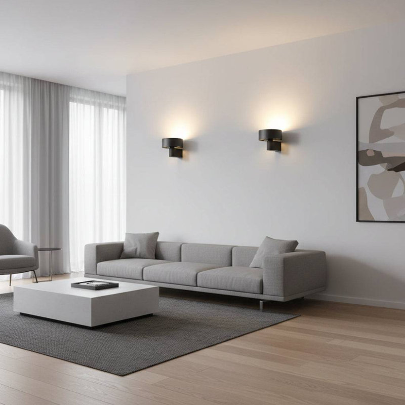 UltraBeam 6 Watt LED Round Black Modern Indoor LED Wall Light 600 Lumen