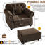 Velours tapissier simple de 41,3 po, brun, style moderne Mid-Century, garniture cloutée, roulé, bouton, cadre, rembourrage à ressorts et éponge brun