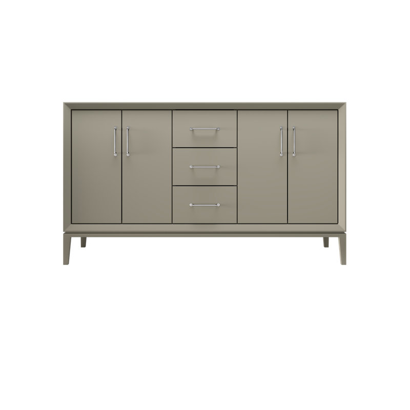 Alexandra Double Bath Vanity, French Olive, 60", Polished Chrome