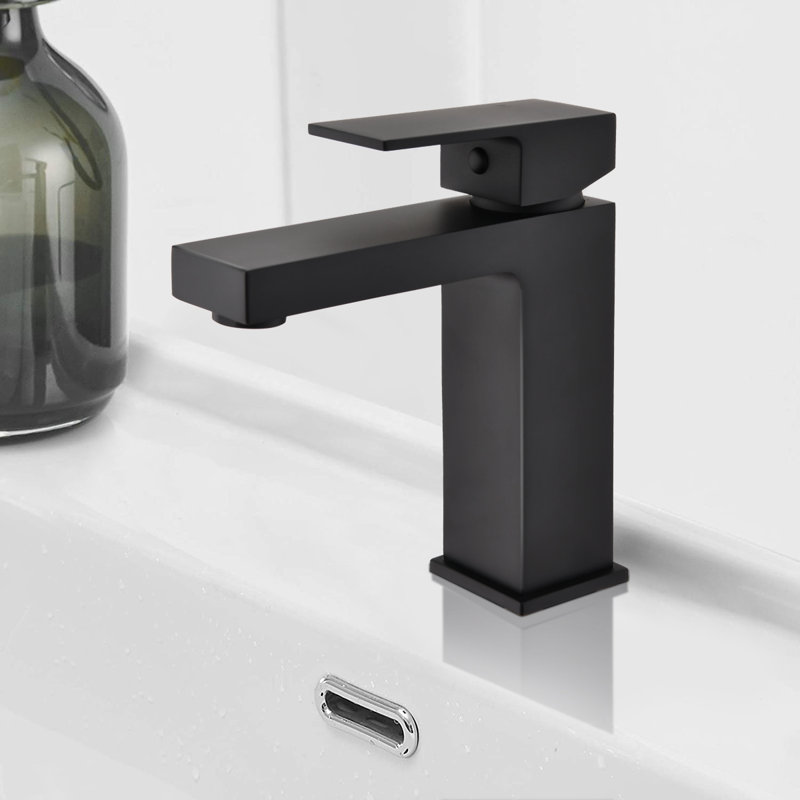 Robinet de salle de bains monotrou avec ensemble de drainage, Noir