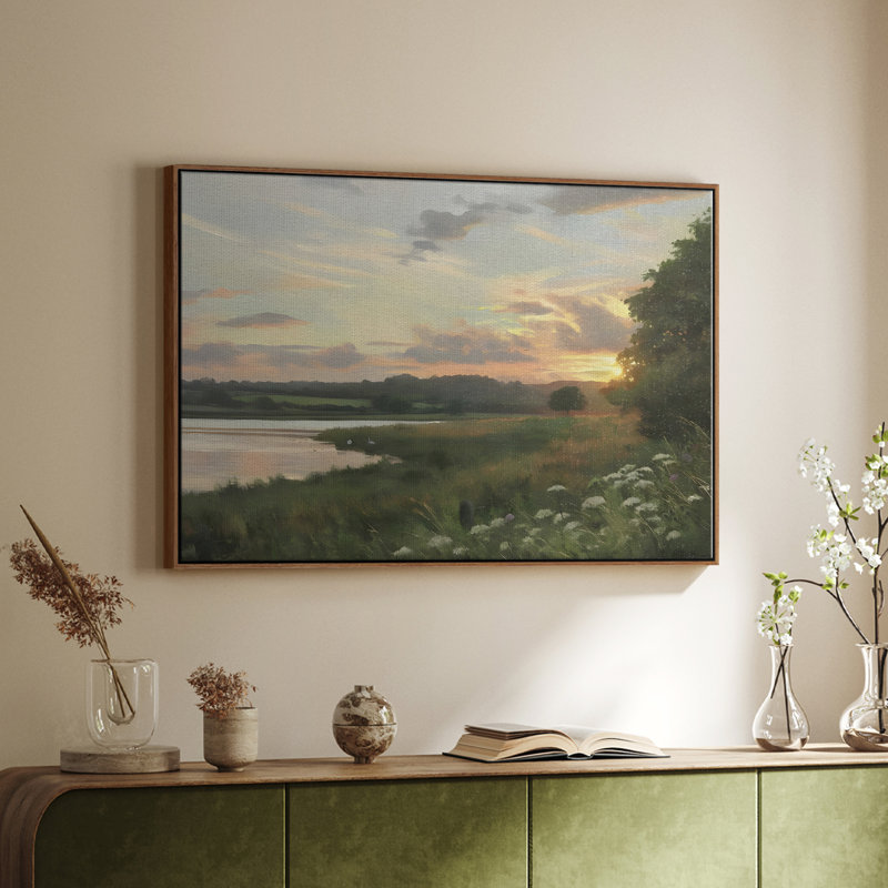 " Vintage Landscape -DCCCLI ", Walnut Floater Framed Canvas, 25" H x 37" W x 2" D
