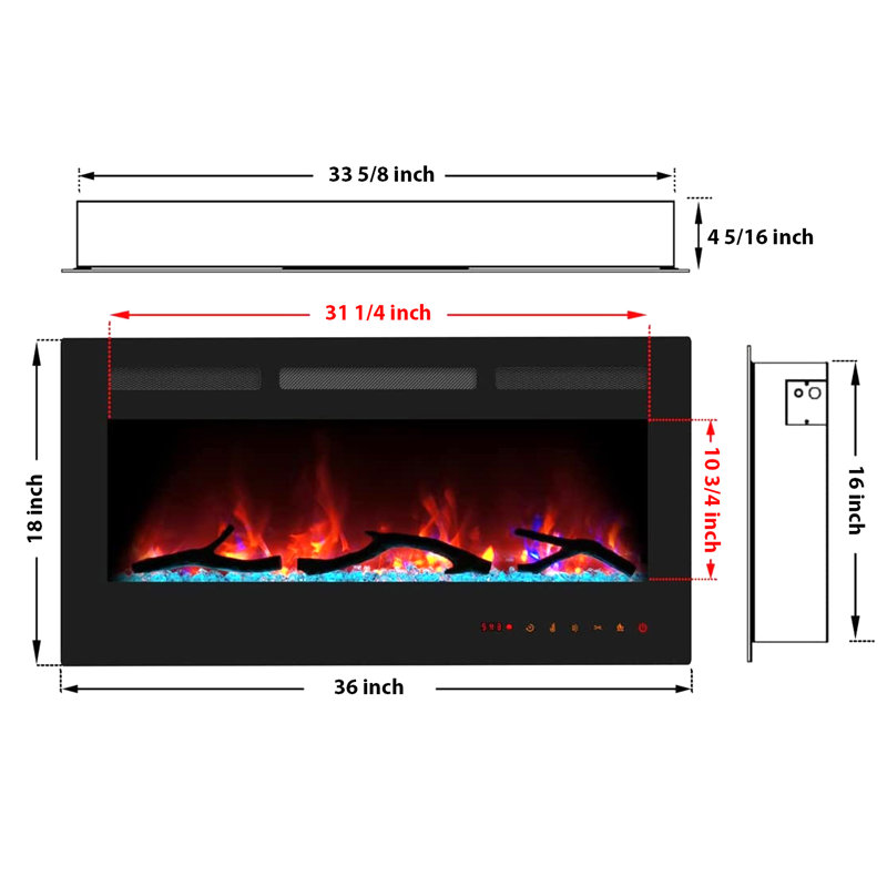 Foyer électrique Cheerway, H 18 po x l 36 po x P 4,25 po