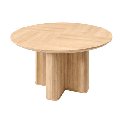 47" Fluted Round Dining Table For 6 With Thickened Edge & Sturdy Pedestal Base