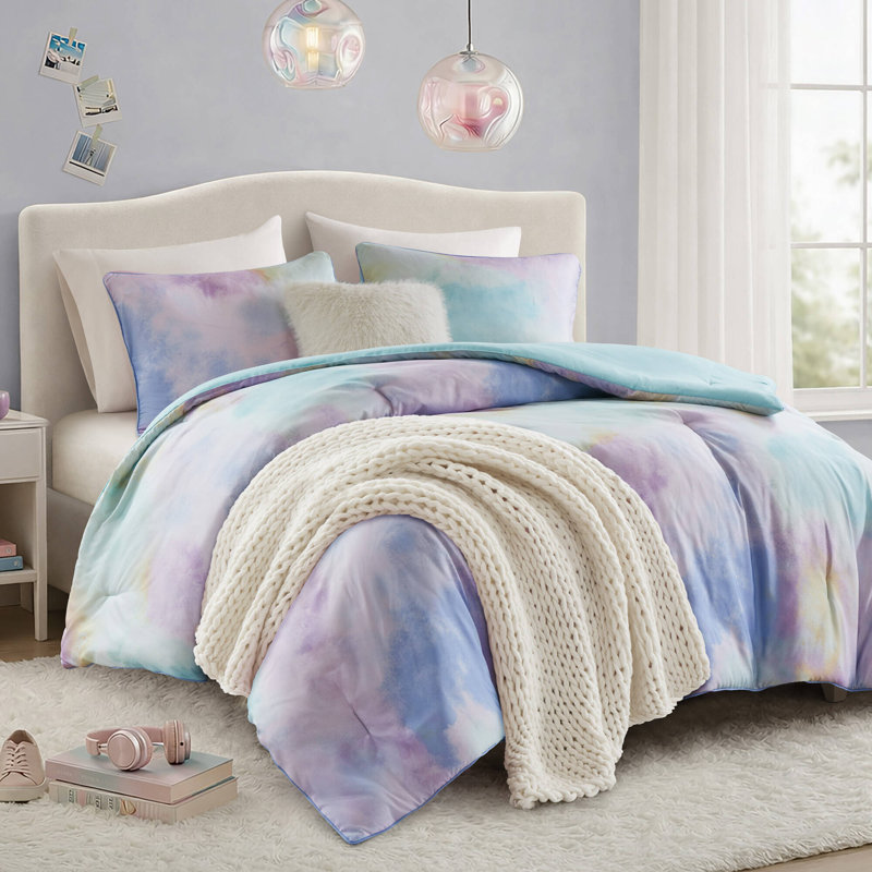 Ensemble d'édredon 4 pièces pour grand lit et grand imprimé Cassiopeia, Édredon double / grand + 2 taies décoratives + c