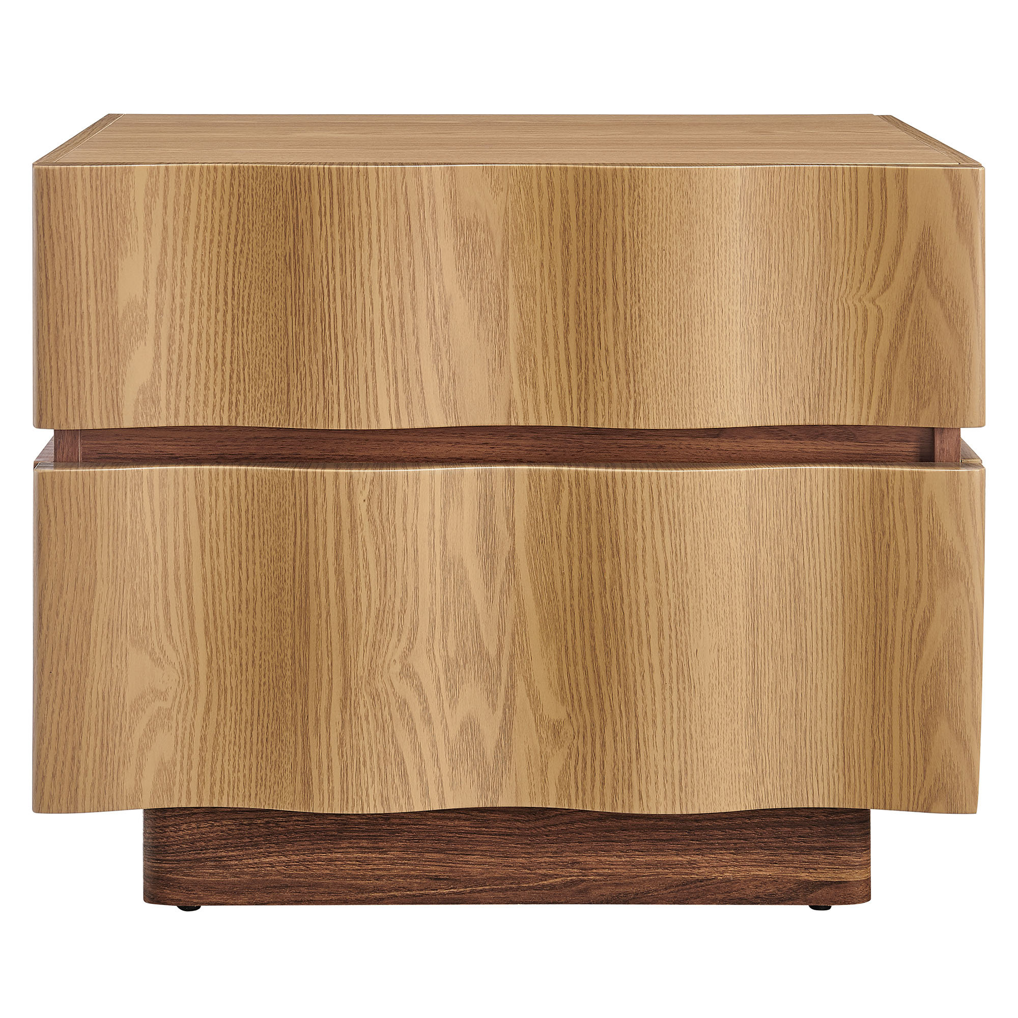 Isola 2 Drawer Nightstand In Light Oak Walnut