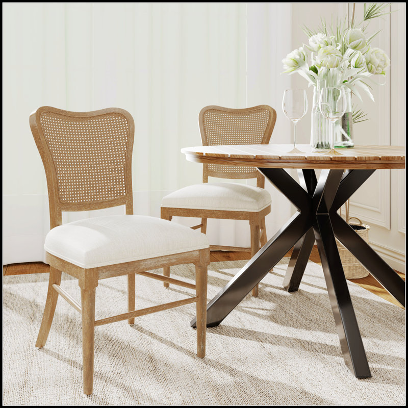 Ensemble de 2 chaises de salle à manger de style rétro avec structure en bois d'hévéa durable et revêtement en tissu confortable, parfait pour le bar ou la cuisine