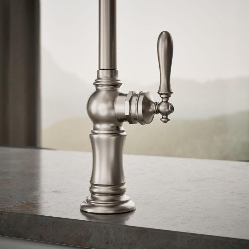 Robinet de cuisine à trou unique avec bec pivotant Artifacts, Acier inoxydable vibrant
