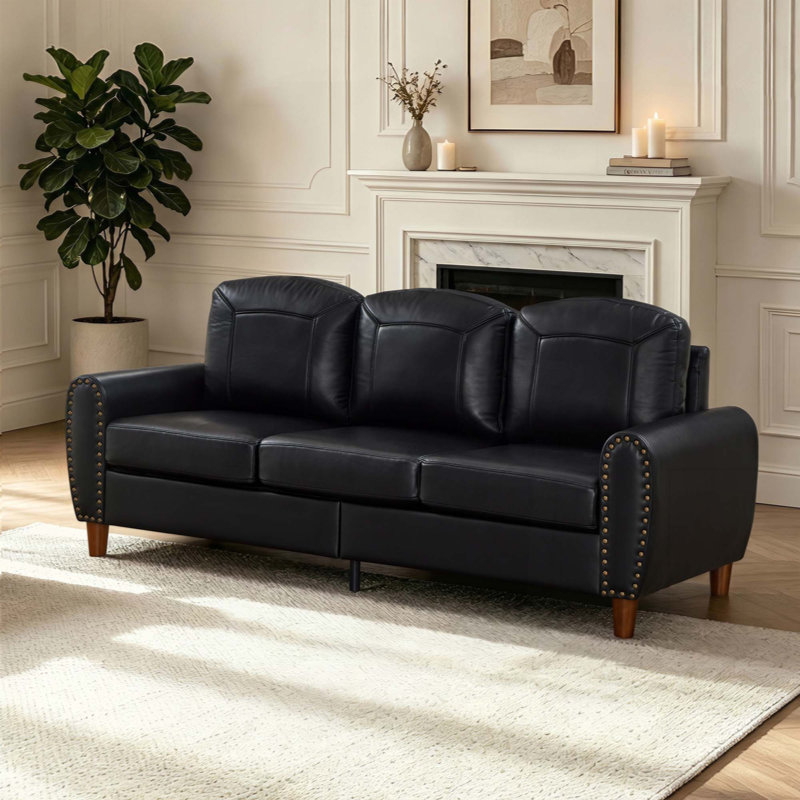 Canapé 81,5 po Classic, Cuir PU noir respirant