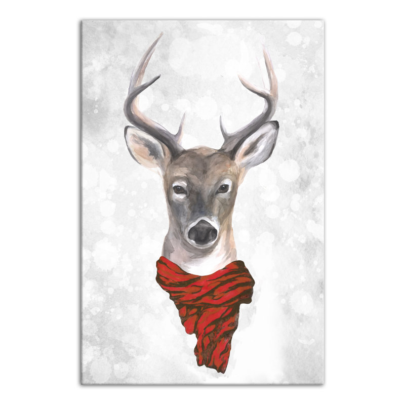 « Reindeer Wearing Red Scarf », reproduction d'impression sur toile