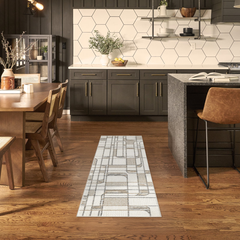 Colondro Ivory Multicolor Mid-Century Modern Indoor Rug, Runner 2' x 6'