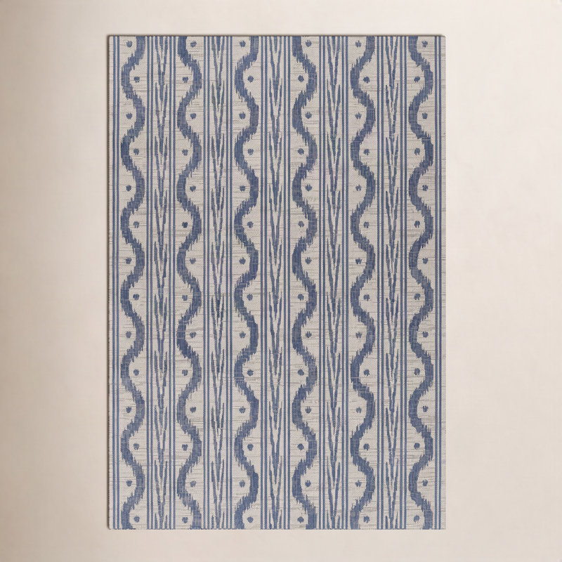Tapis ikat bleu / blanc Karini, Rectangle de 2 pi x 3 pi
