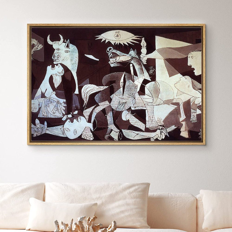 "IDÉE4WALL", reproduction d'art sur toile encadrée Guernica par Pablo Picasso, H 24 po x l 36 po x P 2 po, Naturel