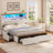 Wood Full Bed Frame with 6 Drawers and Spacious Storage Headboard Farmhouse LED Metal Platform Bed with Charging Station No Boxing Need-255102226-253110980