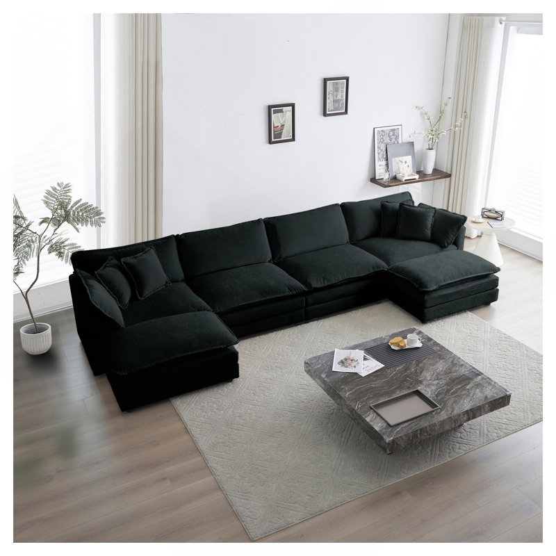 Canapé Comfort U, H 33 po x l 146,5 po x P 35 po, Noir