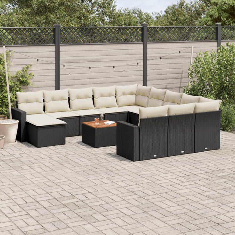 Ensemble de 13 canapés de jardin Vidaxl - noir et blanc crème