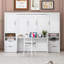 Grand lit escamotable mural avec placard, tiroirs et tablettes, blanc-93368011
