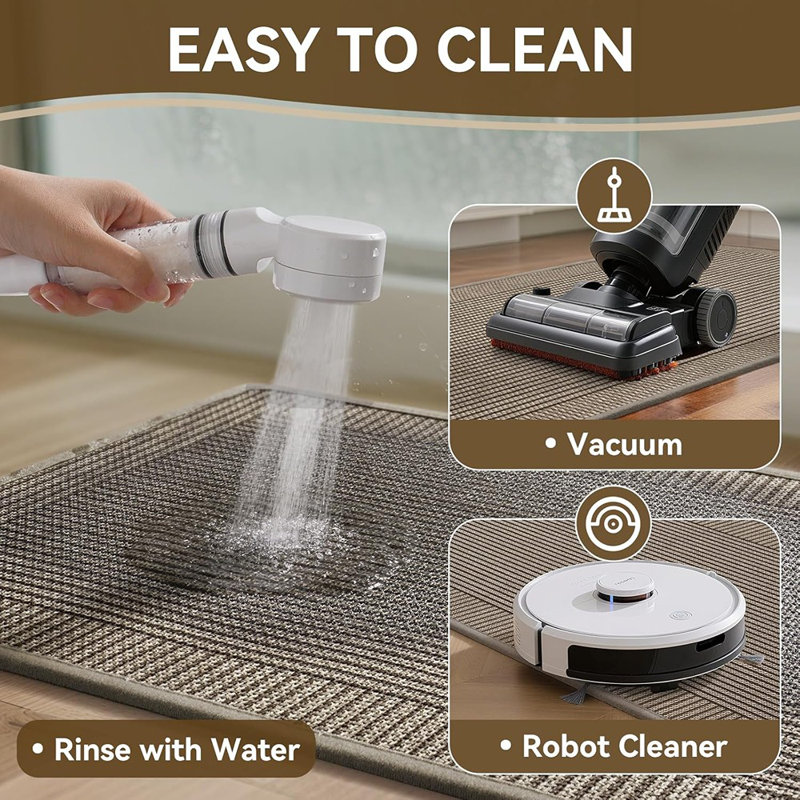 Ensemble de 2 tapis de cuisine - brun - tressé / lavable, antidérapant, absorbant, tapis de cuisine, tapis d'évier