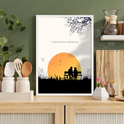 Affiche de la Saint-Valentin Z Studio, ensemble de décoration murale «Forever Love», art mural Walentina pour couple, impression «Love» pour le salon, cadeau de la Saint-Valentin 12 po x 16 po, cadre blanc
