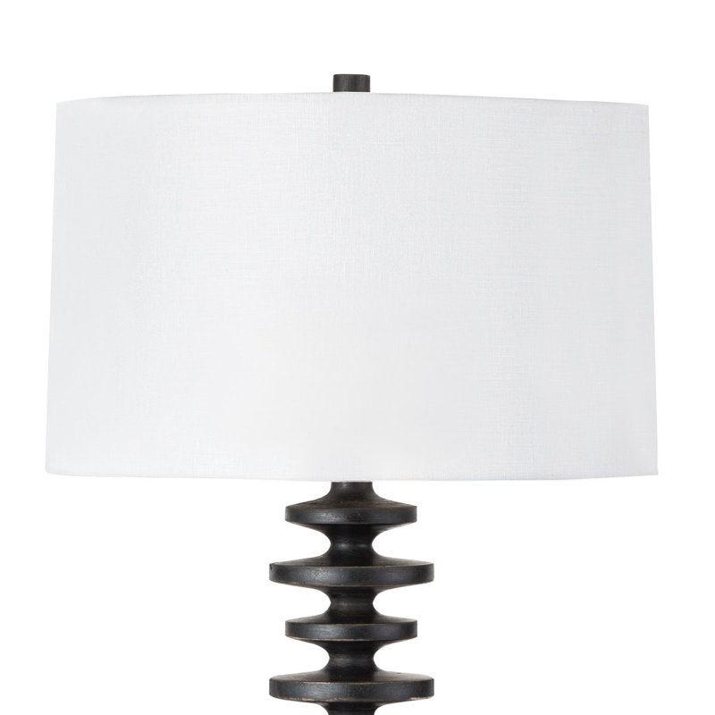 Ebony Birch Wood Table Lamp with Linen Shade
