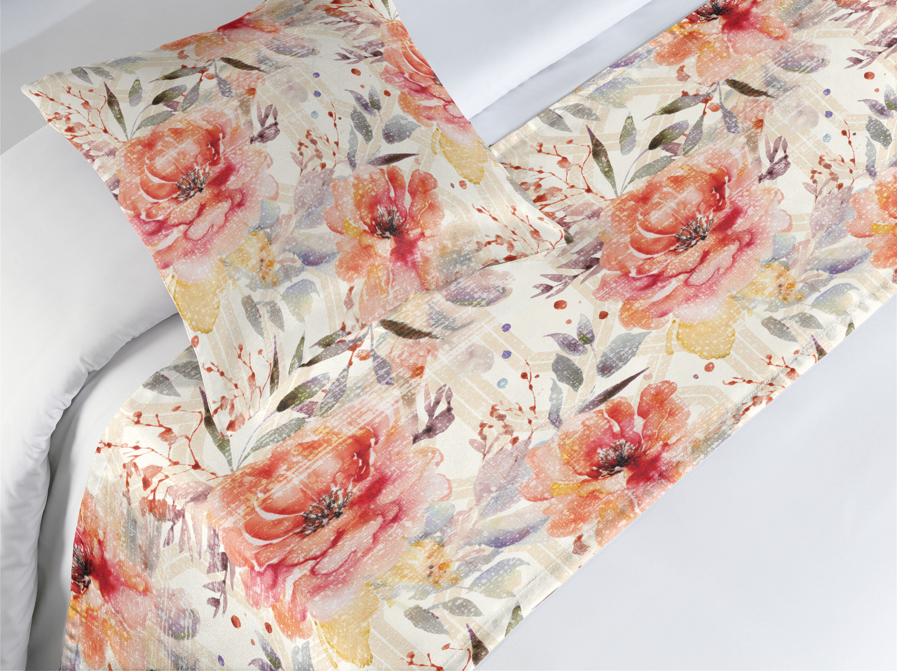 Ambesonne Springtime Bed Runner Set Art Flowers Cottagecore Salmon Ceil ...