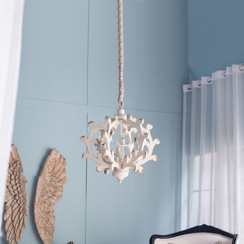 Lustre en bois 6 lumières
