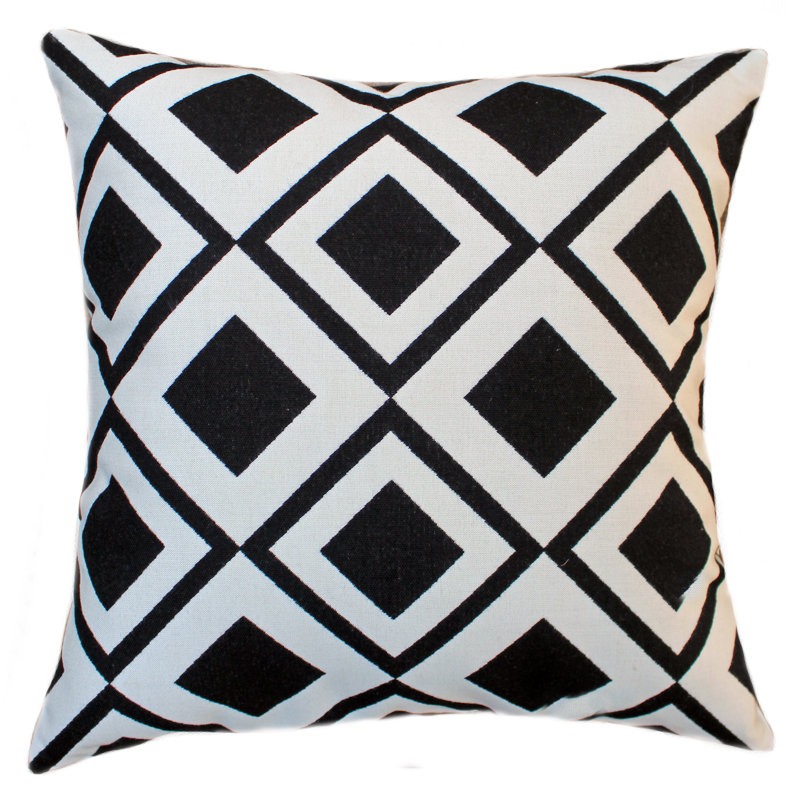 Mod Black/White Outdoor Square Sunbrella® Pillow Cover & Insert