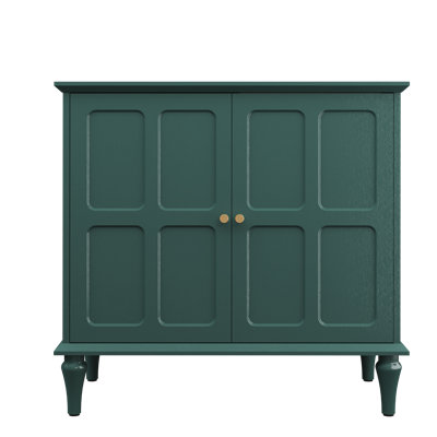 Gurbachan 31" Mid-Century 2-Door Cabinet with Adjustable Shelves and Removable Tall Wine Glass Rack by Charlton Home