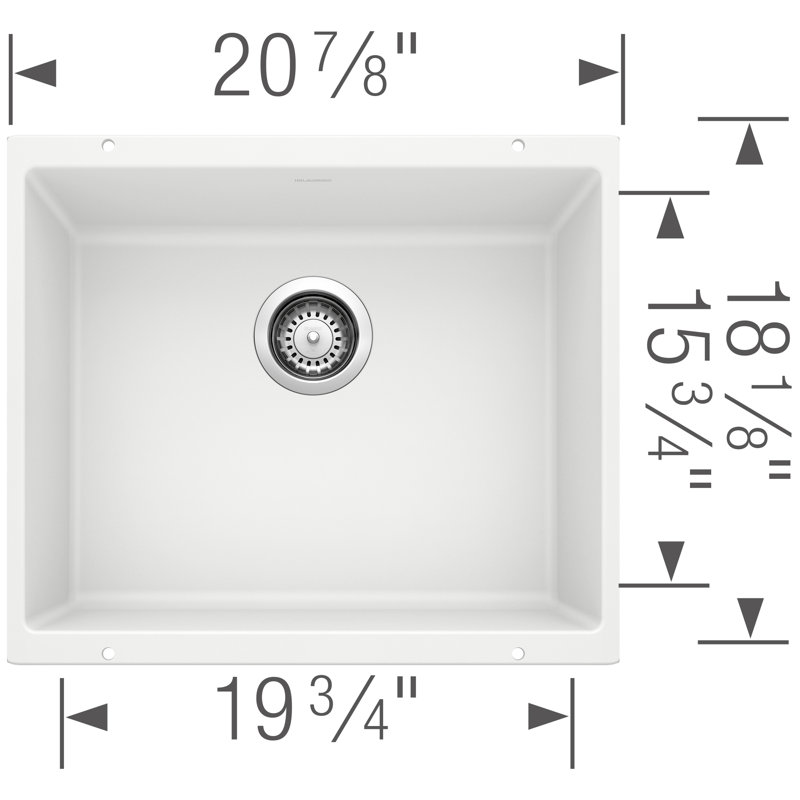Évier de cuisine encastré à simple cuve 21 po Precis SILGRANIT - Blanc, Blanc