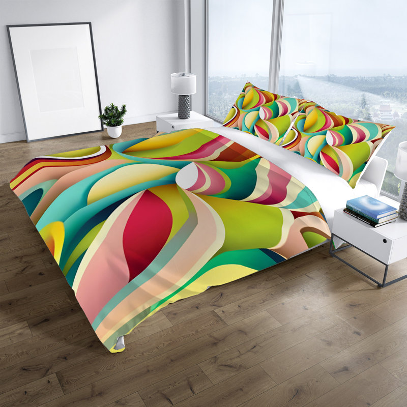 Polyester Abstract Duvet Cover, King Duvet Cover + 2 King Shams