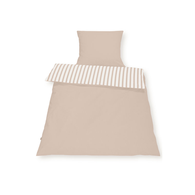 Striped Duvet Cover Set with Pillowcases, Beige, 200 x 220 cm - 2 Pillowcases (80 x 80 cm)