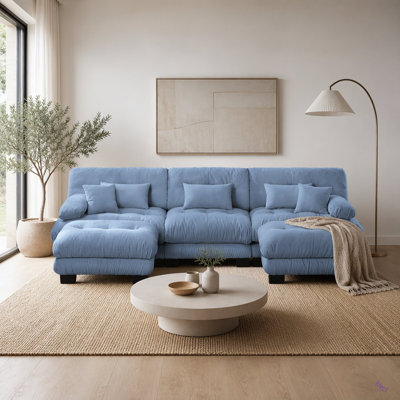 Canapé modulaire de luxe avec canapé modulaire en U pour salon, canapé avec 2 repose-pieds, chenille