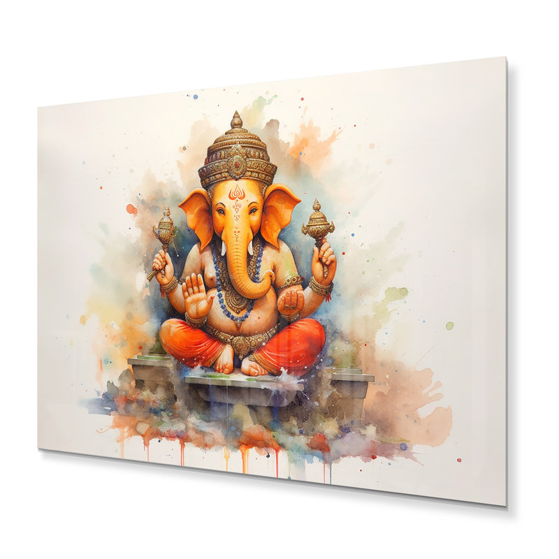 Éléphant vibrant en forme d'éléphant II - décoration murale en métal Hinduisim, H 16 po x l 32 po x P 1 po