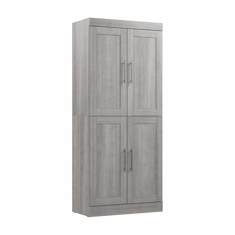Arlex Shelving Unit with Doors, Platinum Gray, 84" H x 36" W x 19" D