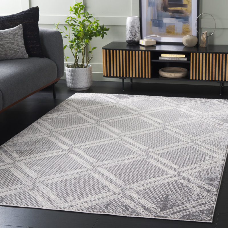 Tapis gris / ivoire Hanna 119, Rectangle 5 pi 3 po x 7 pi 6 po