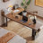 Brown L-Shaped Solid Wood + Iron desk-108066728-108066731