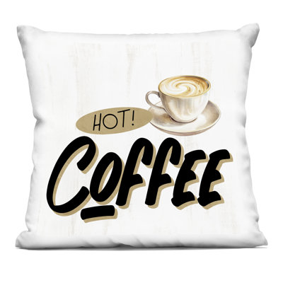 Coussin décoratif rétro Retro Hot Coffee, imprimé par Kim Allen