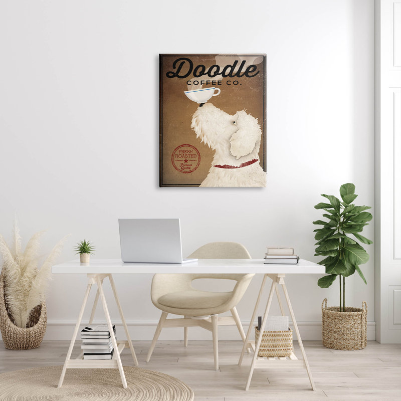 «Vintage Doodle Coffee Dog» par Ryan Fowler, impression sur toile tendue, H 40 po x l 30 po x P 1,5 po