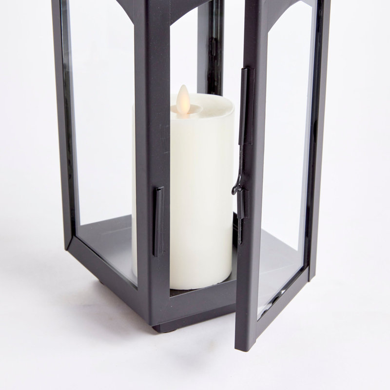 Lanterne de table Furlane, Noir, H 15,75 po x l 6,5 po x P 6,5 po