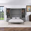 Grand lit escamotable mural gris avec placard-90714752
