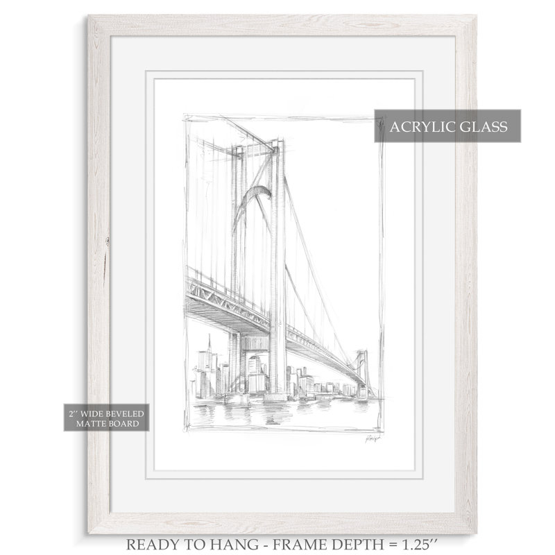 «Suspension Bridge Study I» par Paul Cezanne - reproduction d'art encadrée, H 30 po x l 22 po x P 2 po